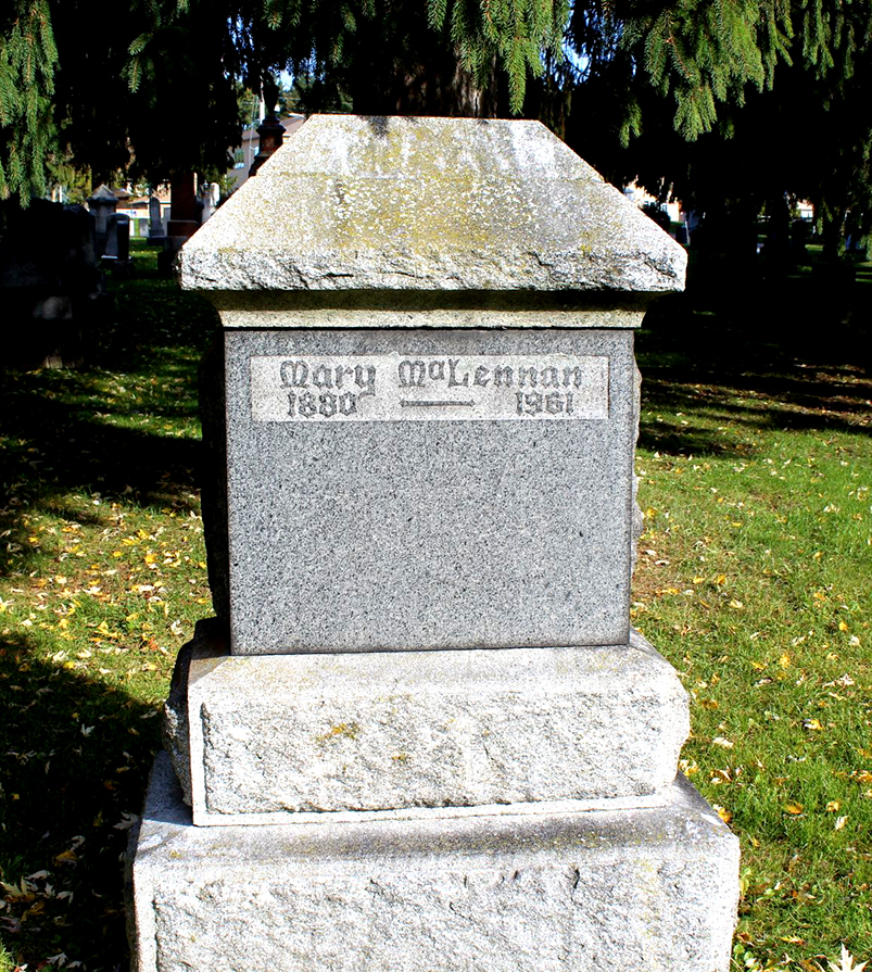 Photo of headstones/Mary E McLennan 1880-1861 hdstn Port Hope Union cem ON